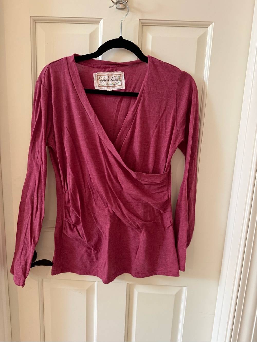 Aventura Faux Wrap Long Sleeve Top | Raspberry Heather | Medium